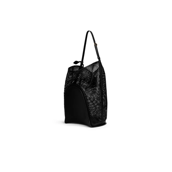 Alaia Hip Large Bucket Bag in Leather Net, Black | Bucket Bags | Luxury Shoes 