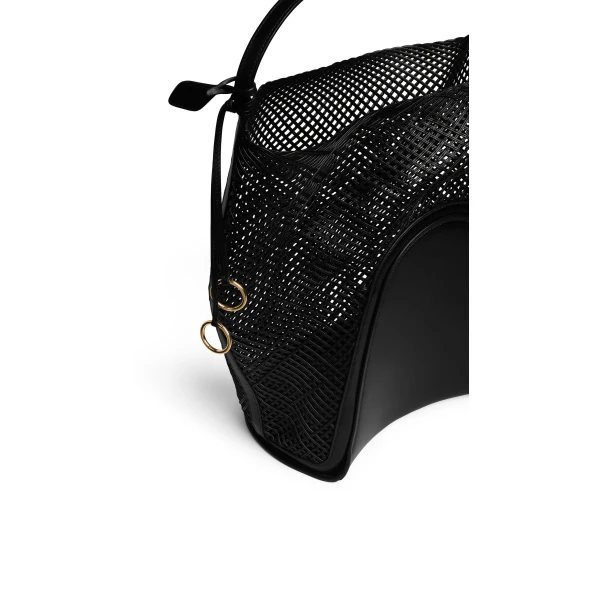 Alaia Hip Large Bucket Bag in Leather Net, Black | Bucket Bags | Luxury Shoes 