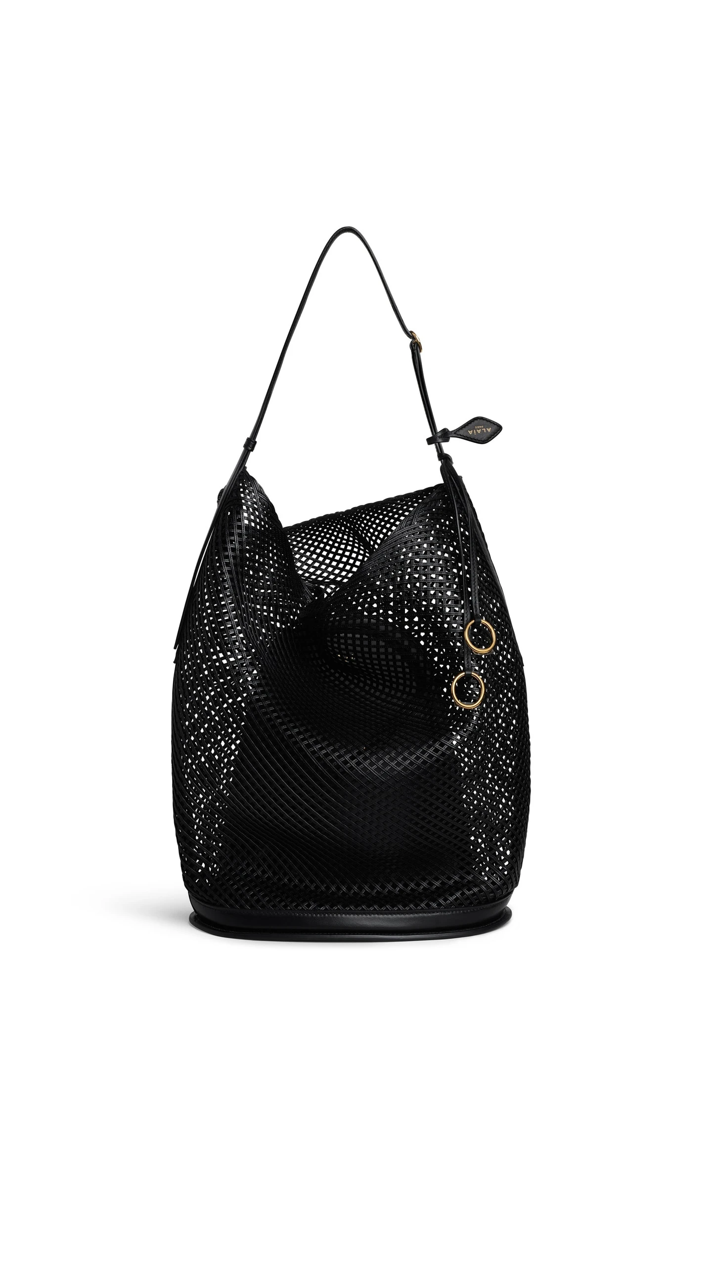 Alaia Hip Large Bucket Bag in Leather Net, Black Alaia Hip Large Bucket Bag in Leather Net, Black | Bucket Bags | Luxury Shoes