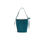 Alaia Hip Small Bucket Bi-Material Bag in Leather, Green Grey | Bucket Bags | Luxury Shoes 