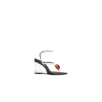 Alaia Invisible Jewel Wedge Sandals in Patent Calfskin, Optical White | Sandals | Luxury Shoes 