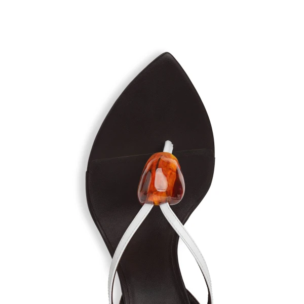 Alaia Invisible Jewel Wedge Sandals in Patent Calfskin, Optical White | Sandals | Luxury Shoes 