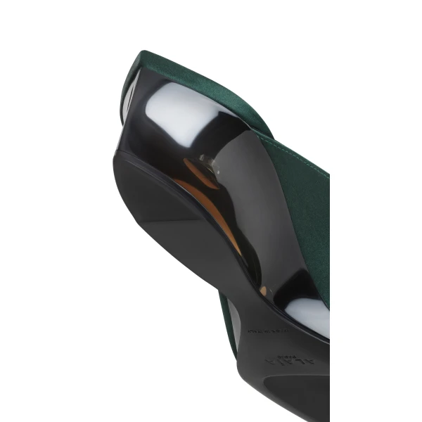 Alaia Invisible Mules in Satin, Lichen | Mules | Luxury Shoes 