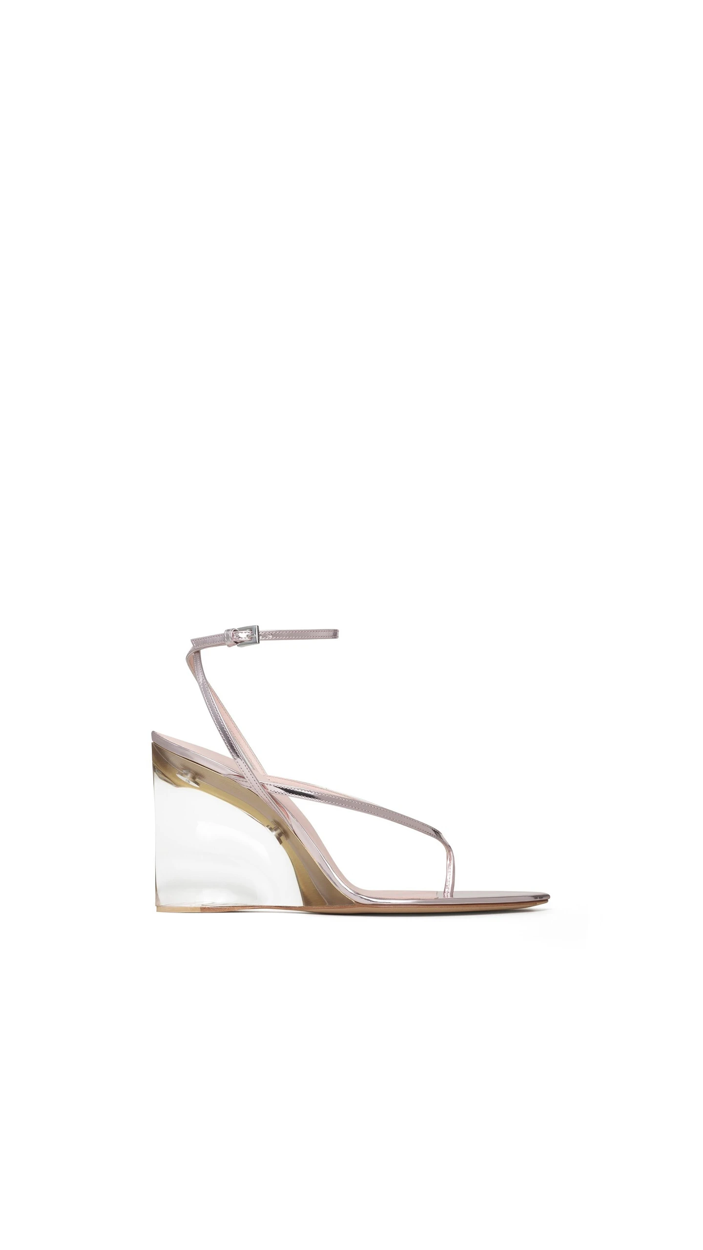 Alaia Invisible Thong Sandals in Mirror Calfskin, Blush and Silver Alaia Invisible Thong Sandals in Mirror Calfskin, Blush and Silver | Sandals | Luxury Shoes