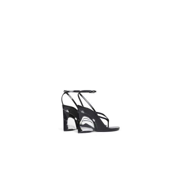 Alaia Invisible Thong Sandals in Patent Calfskin, Black | Sandals | Luxury Shoes 