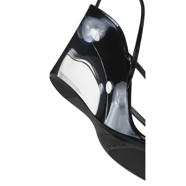 Alaia Invisible Thong Sandals in Patent Calfskin, Black | Sandals | Luxury Shoes 