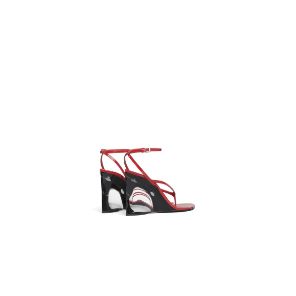 Alaia Invisible Thong Sandals in Patent Calfskin, Burnt Orange | Sandals | Luxury Shoes 