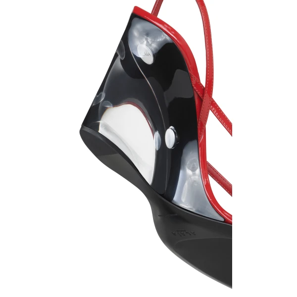Alaia Invisible Thong Sandals in Patent Calfskin, Burnt Orange | Sandals | Luxury Shoes 