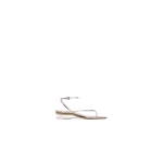 Alaia Invisible Thong in Mirror Calfskin, Blush and Silver | Sandals | Luxury Shoes 