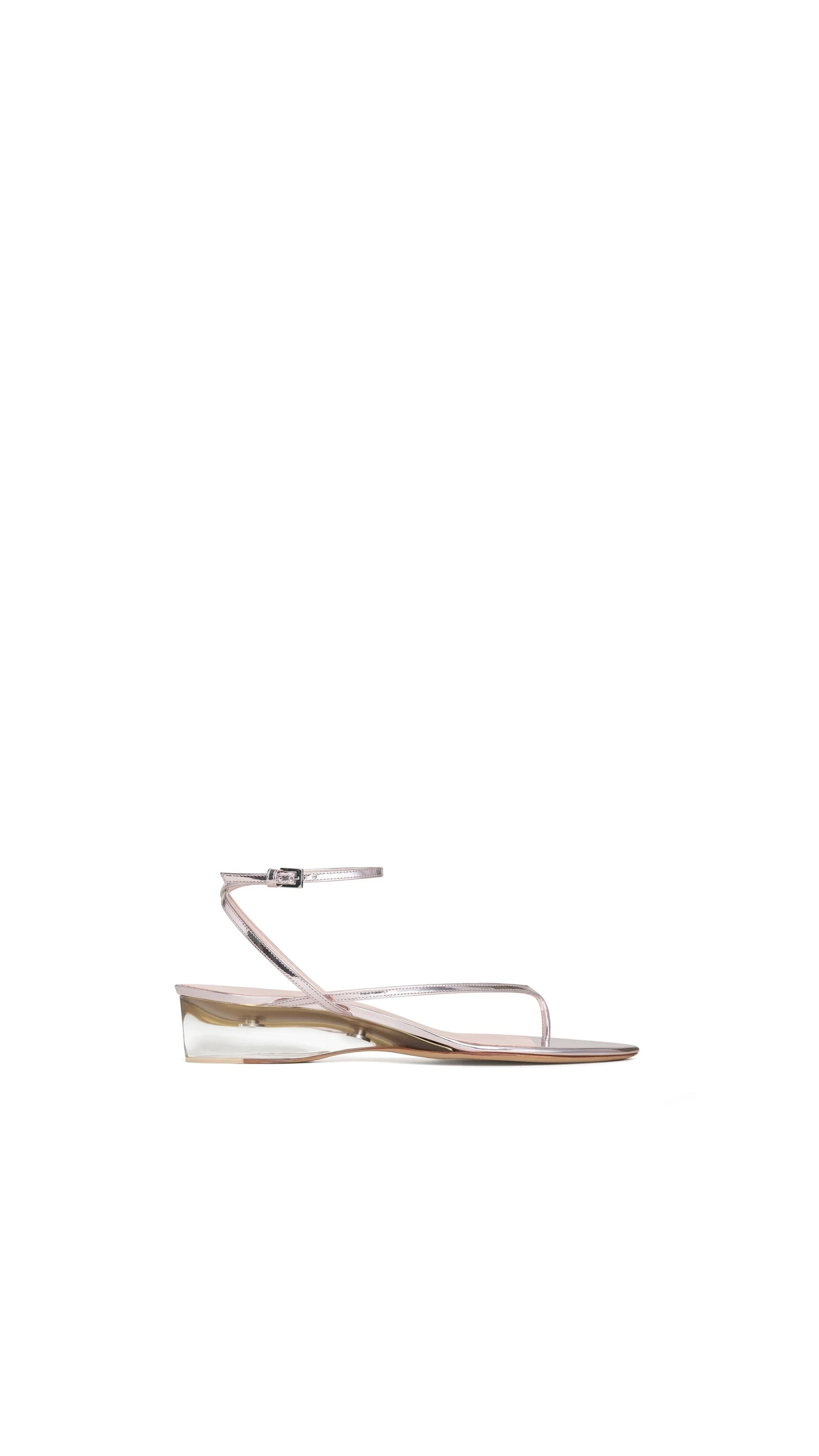 Alaia Invisible Thong in Mirror Calfskin, Blush and Silver Alaia Invisible Thong in Mirror Calfskin, Blush and Silver | Sandals | Luxury Shoes