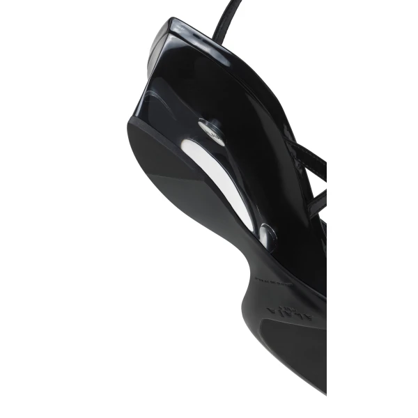 Alaia Invisible Thong in Patent Calfskin, Black | Sandals | Luxury Shoes 