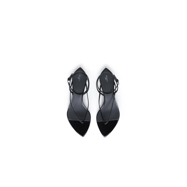 Alaia Invisible Thong in Patent Calfskin, Black | Sandals | Luxury Shoes 