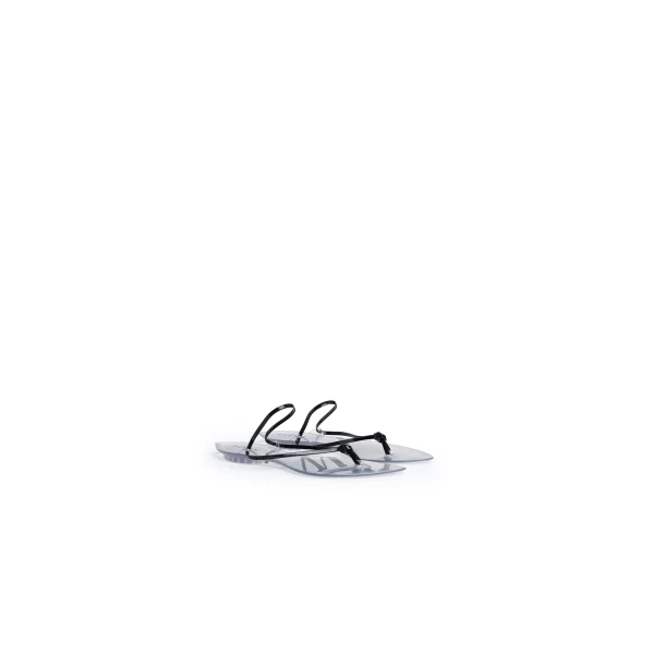 Alaia Invisible Thong in Patent Leather, Black | Sandals | Luxury Shoes 