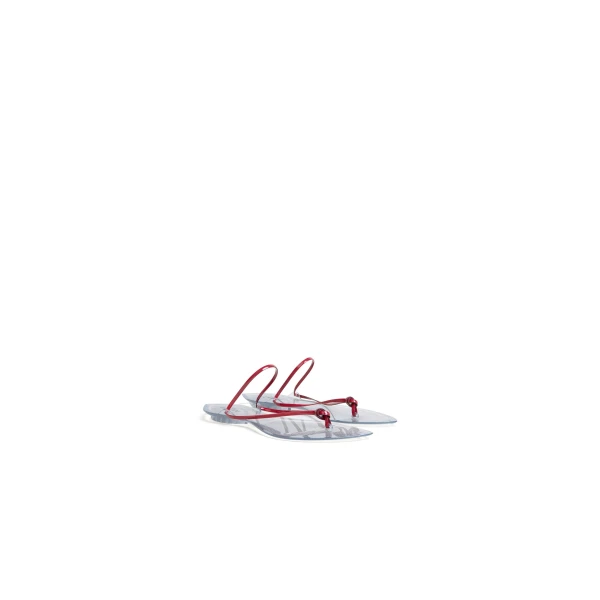 Alaia Invisible Thong in Patent Leather, Carmine | Sandals | Luxury Shoes 