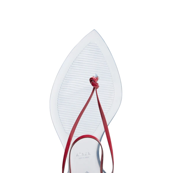 Alaia Invisible Thong in Patent Leather, Carmine | Sandals | Luxury Shoes 
