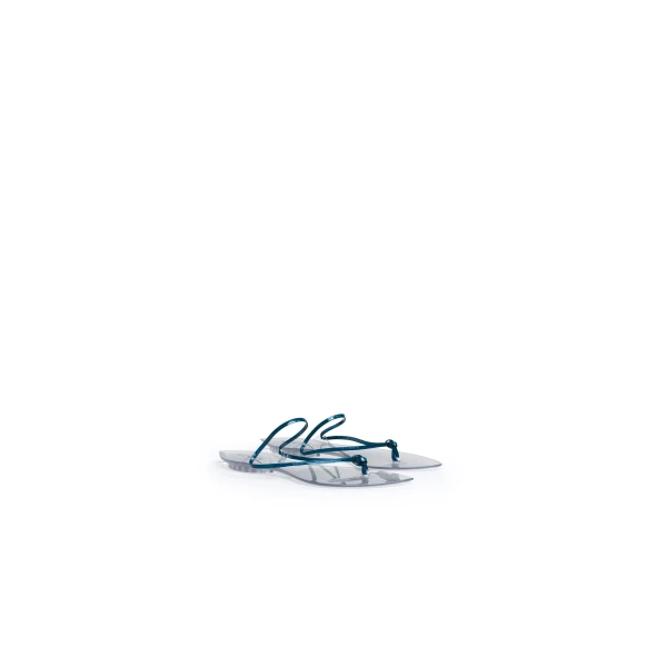 Alaia Invisible Thong in Patent Leather, China Blue | Sandals | Luxury Shoes 