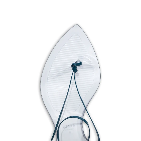 Alaia Invisible Thong in Patent Leather, China Blue | Sandals | Luxury Shoes 