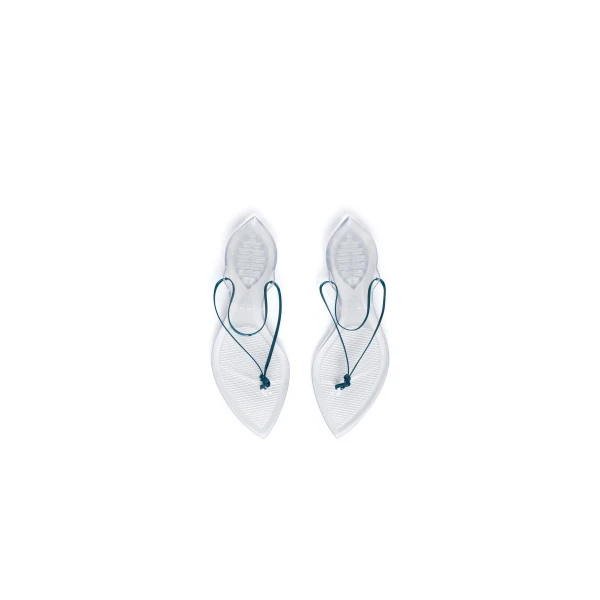 Alaia Invisible Thong in Patent Leather, China Blue | Sandals | Luxury Shoes 