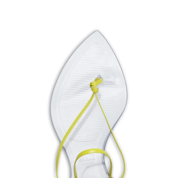 Alaia Invisible Thong in Patent Leather, Lemon Yellow | Sandals | Luxury Shoes 