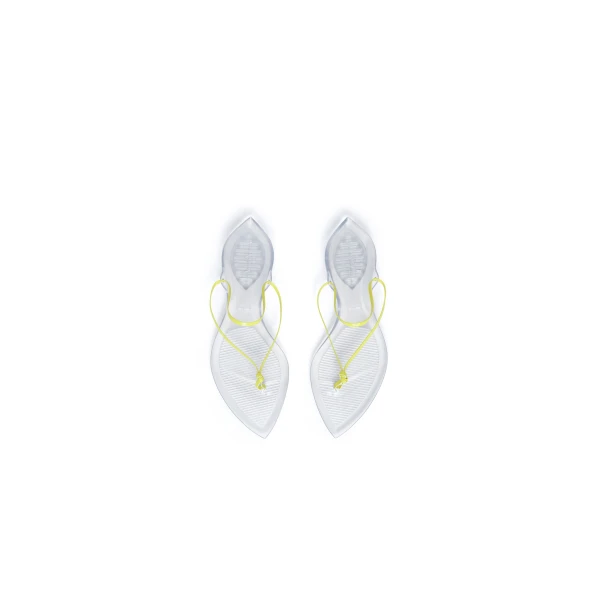 Alaia Invisible Thong in Patent Leather, Lemon Yellow | Sandals | Luxury Shoes 