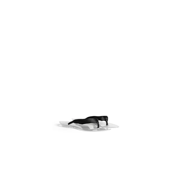 Alaia Invisible Thong in Satin, Black | Sandals | Luxury Shoes 