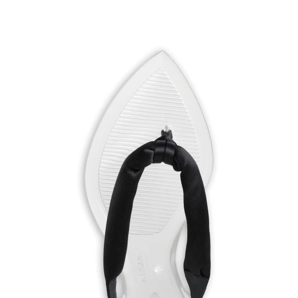 Alaia Invisible Thong in Satin, Black | Sandals | Luxury Shoes 