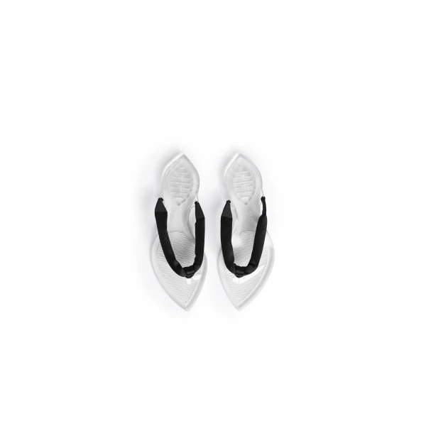 Alaia Invisible Thong in Satin, Black | Sandals | Luxury Shoes 