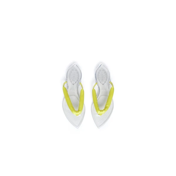Alaia Invisible Thong in Satin, Lemon Yellow | Sandals | Luxury Shoes 