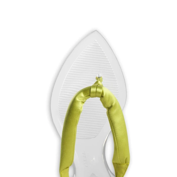 Alaia Invisible Thong in Satin, Lime | Sandals | Luxury Shoes 