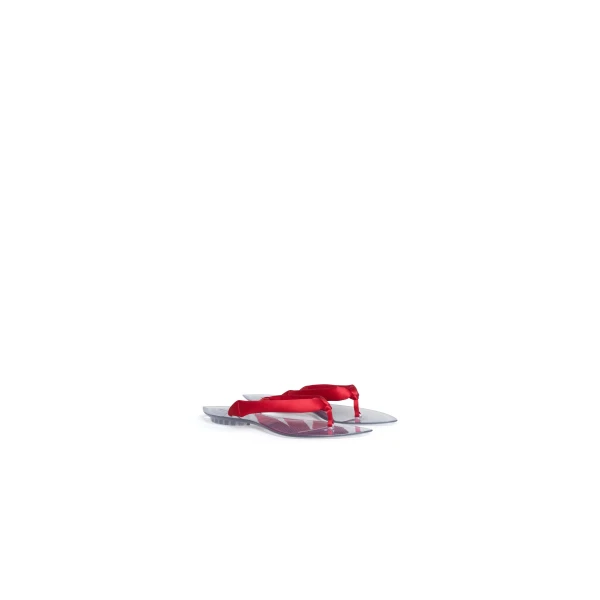 Alaia Invisible Thong in Satin, Orange-red | Sandals | Luxury Shoes 