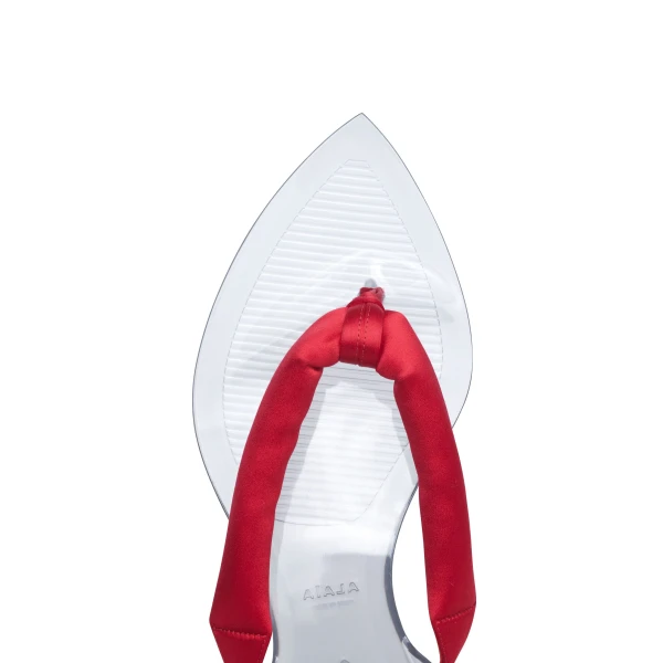 Alaia Invisible Thong in Satin, Orange-red | Sandals | Luxury Shoes 