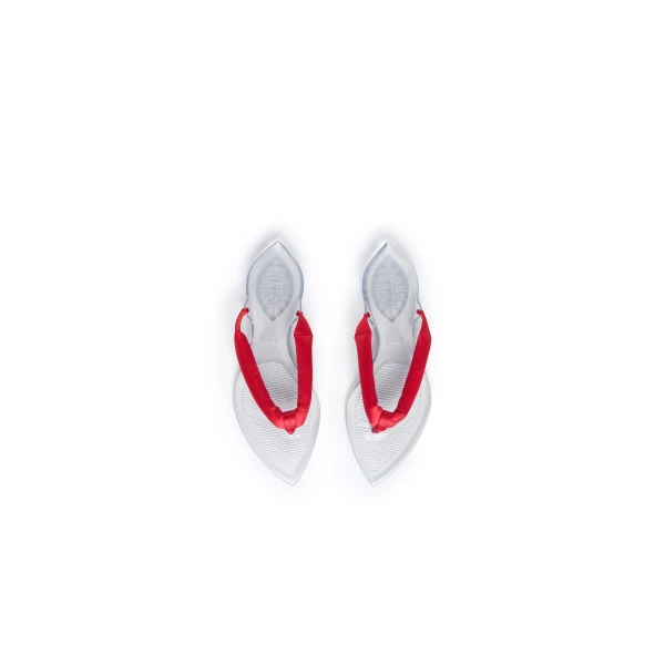 Alaia Invisible Thong in Satin, Orange-red | Sandals | Luxury Shoes 