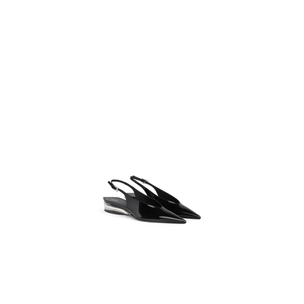 Alaia Invisible Wedge Slingbacks in Patent Calfskin, Black | Heels | Luxury Shoes 