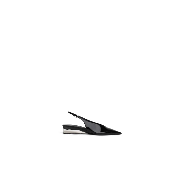 Alaia Invisible Wedge Slingbacks in Patent Calfskin, Black | Heels | Luxury Shoes 