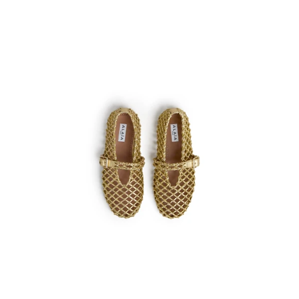 Alaia La Ballerine Braided in Gold | Flats | Luxury Shoes 