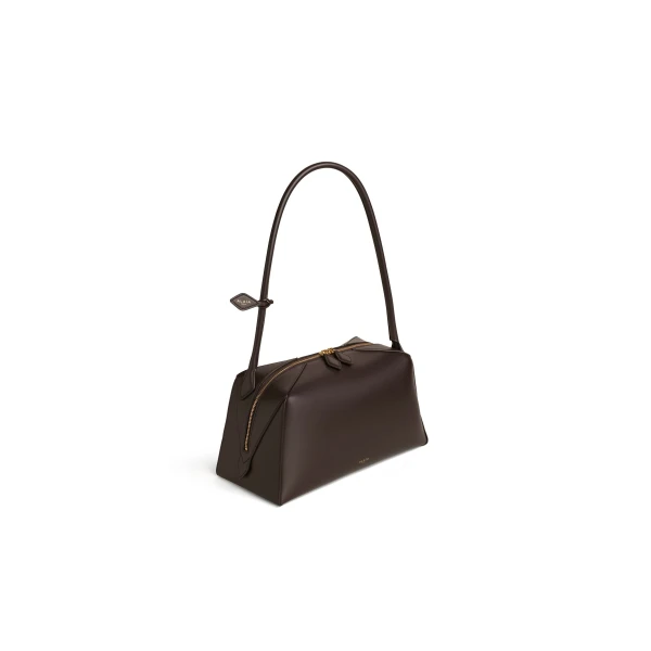Alaia Le Bouledogue Bag in Calfskin, Smoke Brown | Shoulder & Crossbody Bags | Luxury Shoes 