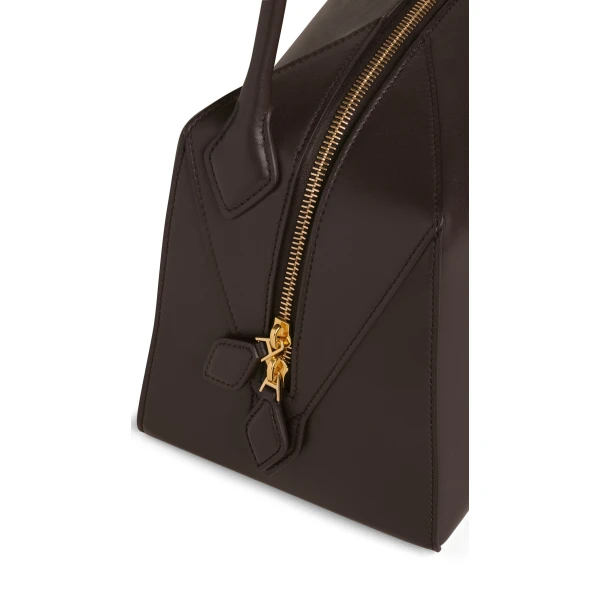 Alaia Le Bouledogue Bag in Calfskin, Smoke Brown | Shoulder & Crossbody Bags | Luxury Shoes 