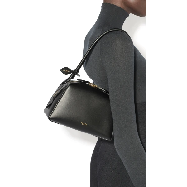 Alaia Le Bouledogue Small Bag in Calfskin, Black | Totes & Top-Handle Bags | Luxury Shoes 