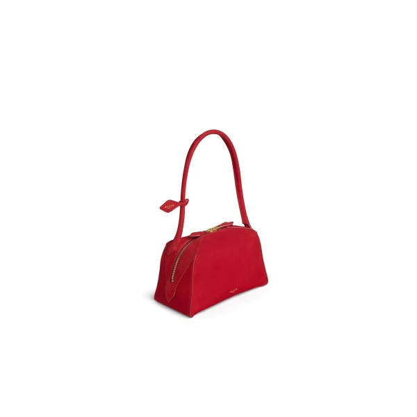 Alaia Le Bouledogue Small Bag in Nubuck, Bright Red | Totes & Top-Handle Bags | Luxury Shoes 