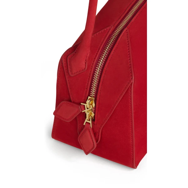 Alaia Le Bouledogue Small Bag in Nubuck, Bright Red | Totes & Top-Handle Bags | Luxury Shoes 