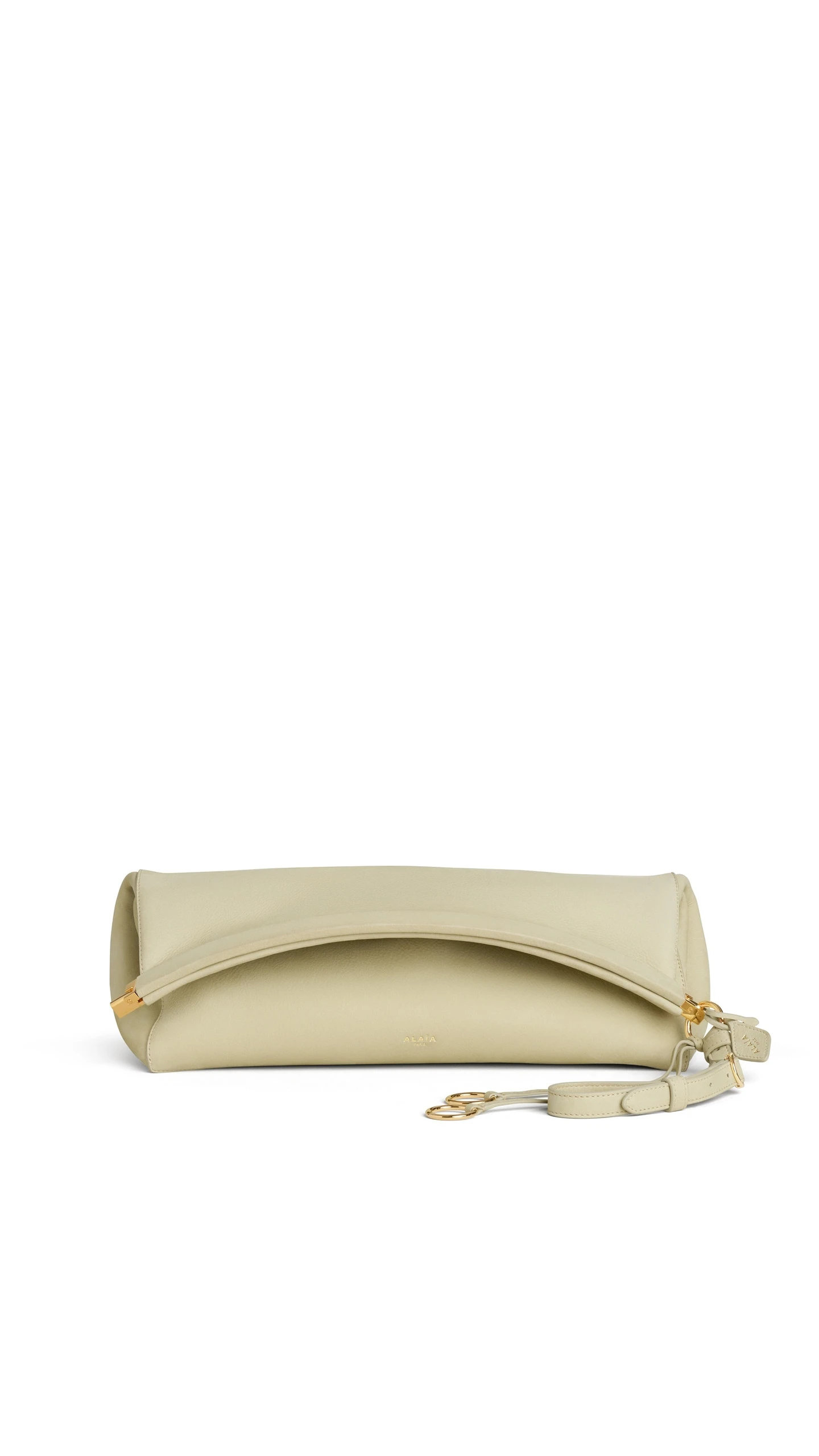 Alaia Le Click Clutch 42 in Nubuck, Almond Green Alaia Le Click Clutch 42 in Nubuck, Almond Green | Clutch Bags | Luxury Shoes