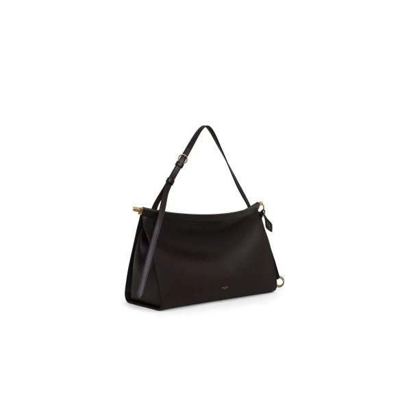 Alaia Le Click East West Large Bag in Calfskin, Dark Brown | Shoulder & Crossbody Bags | Luxury Shoes 