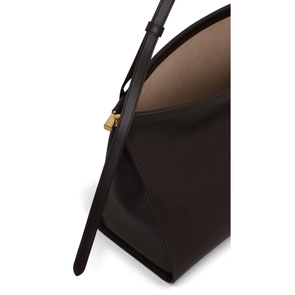 Alaia Le Click East West Large Bag in Calfskin, Dark Brown | Shoulder & Crossbody Bags | Luxury Shoes 