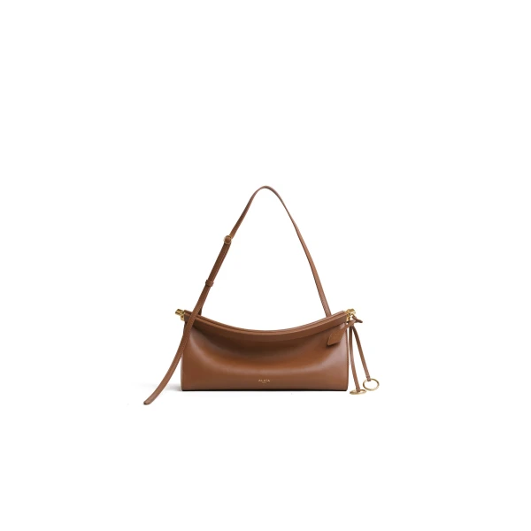Alaia Le Click East West Medium Bag in Calfskin, Amber | Shoulder & Crossbody Bags | Luxury Shoes 