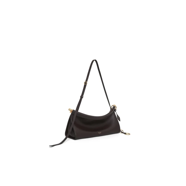 Alaia Le Click East West Medium Bag in Calfskin, Dark Brown | Shoulder & Crossbody Bags | Luxury Shoes 