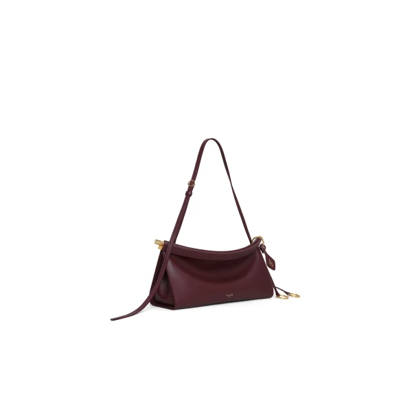 Alaia Le Click East West Medium Bag in Calfskin, Garnet Red | Shoulder & Crossbody Bags | Luxury Shoes 