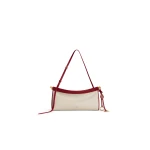 Alaia Le Click East West Medium Bag in Canvas, Natural and Red | Shoulder & Crossbody Bags | Luxury Shoes 
