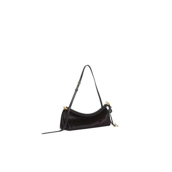 Alaia Le Click East West Medium Bag in Haircalf, Chocolate | Shoulder & Crossbody Bags | Luxury Shoes 