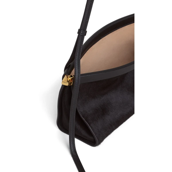 Alaia Le Click East West Medium Bag in Haircalf, Chocolate | Shoulder & Crossbody Bags | Luxury Shoes 