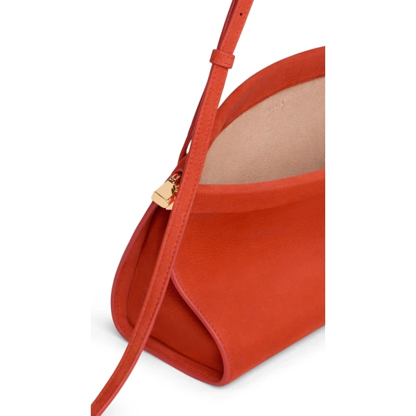 Alaia Le Click East West Medium Bag in Nubuck, Burnt Orange | Shoulder & Crossbody Bags | Luxury Shoes 